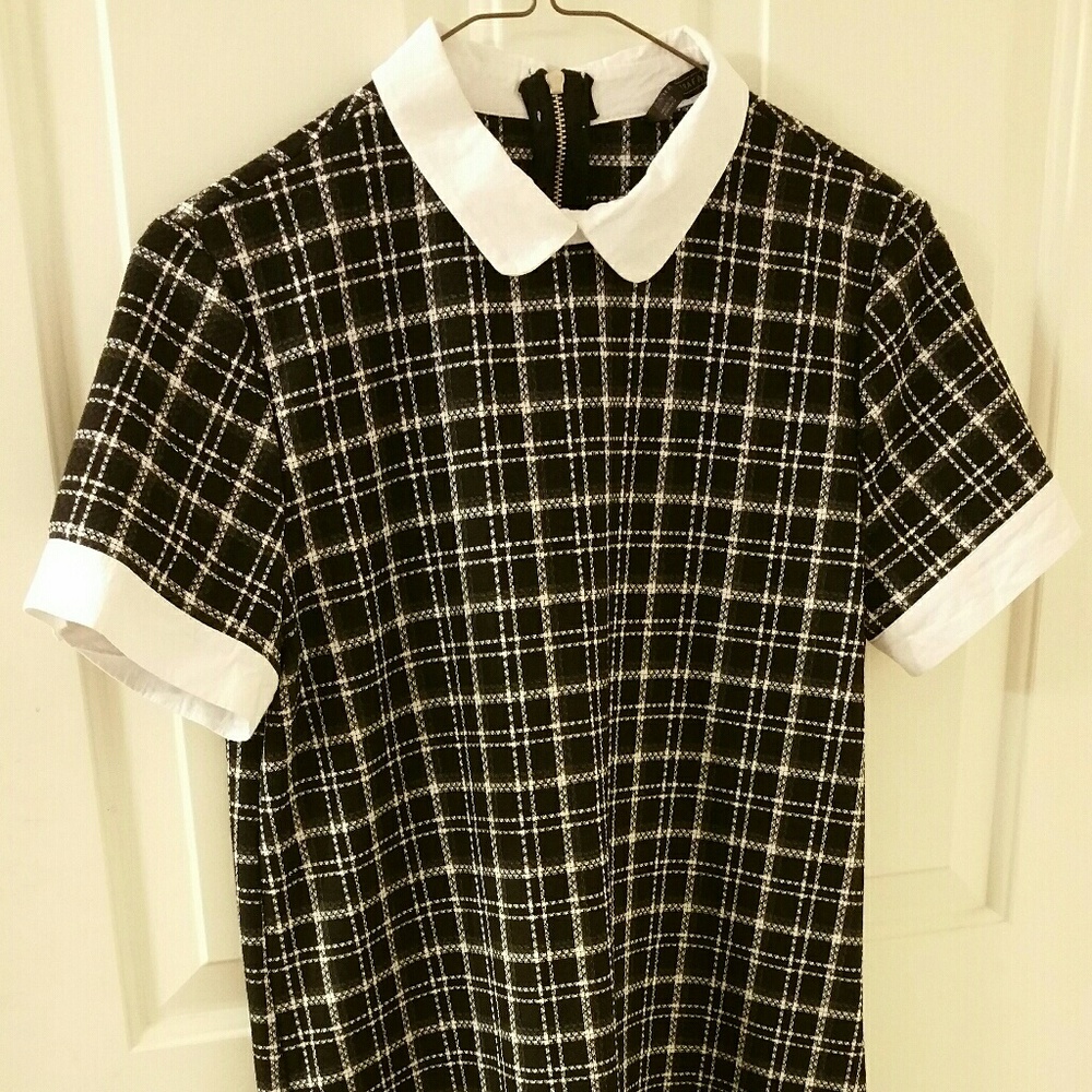 ZARA Black Plaid Collared Dress